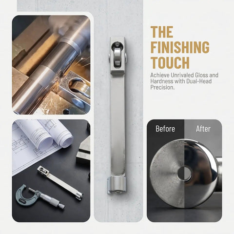 No Sweat Dual End Roller And Ball Burnishing Tool For Mini Lathes featuring precision hardened bearing steel heads at workbench.