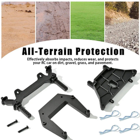 Beefed Up Shock Tower Front And Rear Body Mounts with Nylon Body Posts for Traxxas Slash terrain protection display