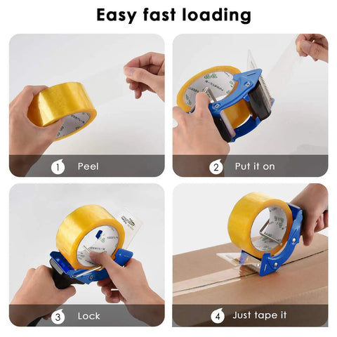 Kickass Two Inch Tape Gun Dispenser With Fast Reload Mechanism and Dual Rollers for No Sweat Packing Sealing in action.