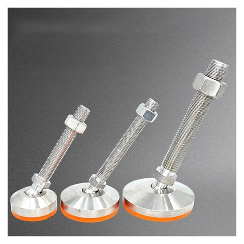Heavy Duty Swivel Leveling Feet For Kitchen Cabinets And Furniture 360 Degree Rotation Adjustable Screw Base Four Piece Set showing three adjustable carbon steel feet.