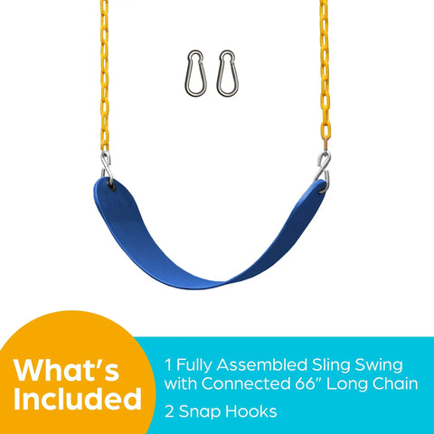 Heavy Duty Swing Seat Replacement Kit With Chains For Outdoor Swing Set, Backyard Upgrade For Kids, Kid Friendly Durable Blue 1 Pack, Easy Install And Built To Last