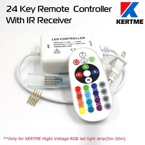 Plug And Play RGB LED Strip Lights 65.6 Ft Waterproof Flexible Rope Light With Dimmable Color Changes And 24 Key Remote