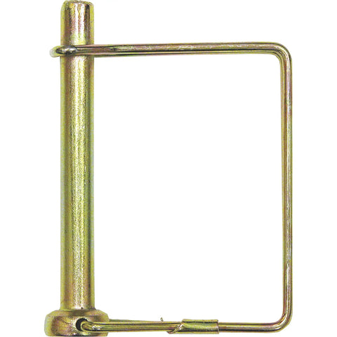 Heavy Duty Snapper Pins 2 Pc Set 1/4 Inch By 2 3/4 Inch Yellow Zinc Plated Locking Ratchet Hole Pins on white background.