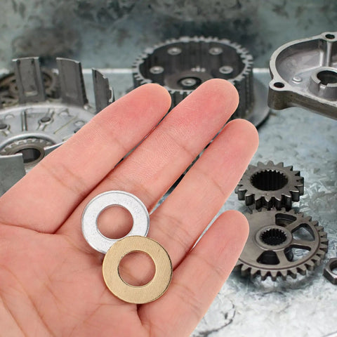 Flat Washer And Spacer Kit 120Pcs M10x20 Nylon Gasket Brass White Zinc Coated Spacers For Commercial Appliance Bolts And Replacement Washers In Industrial Fastening Diy Projects, brass and zinc washer close-up