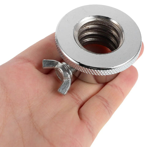 Hand holding a silver Two Pack Dumbbell Lock Clamps Screw Collars For Weight Lifting, Heavy Duty Steel, Anti Slip Barbell Collars