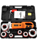 Heavy Duty Electric Pipe Threader With 2300W Copper Motor And 6 Dies Portable Handheld Threading Kit in a compact case.