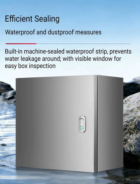 Heavy Duty Stainless Steel Outdoor Electrical Junction Box Waterproof Weatherproof Enclosure For Rugged Environments Pro Grade Corrosion Resistant Rainproof Dustproof Protection Easy Access And Durable Construction, front view