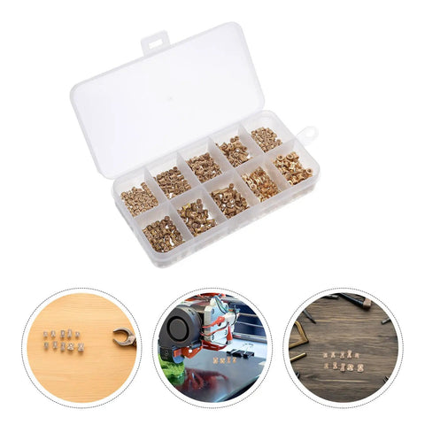 500pcs Heavy Duty Brass Knurled Threaded Insert Nut Assortment Kit With M2 M2.5 And M3 Sizes For 3D Printing Projects And Secure Fastening In Vibration Prone Environments So No Loose Parts Ever. Brass insert kit in plastic organizer with assorted M2, M2.5, M3 sizes