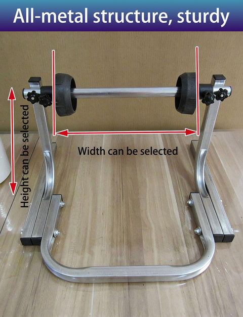 Heavy Duty All Metal Roll Holder Dispenser For Bubble Wrap Stretch Film And Foam Commercial Packing Stand, adjustable height and width.
