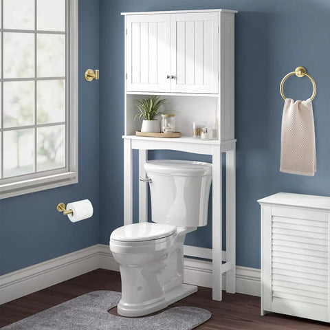 Brushed Gold Bathroom Hardware Set With Toilet Paper Holder Towel Ring And Robe Hook Stainless Steel Wall Mount 3 Piece Bath Accessories Upgrade For A Clean Modern Vibe installed in blue bathroom