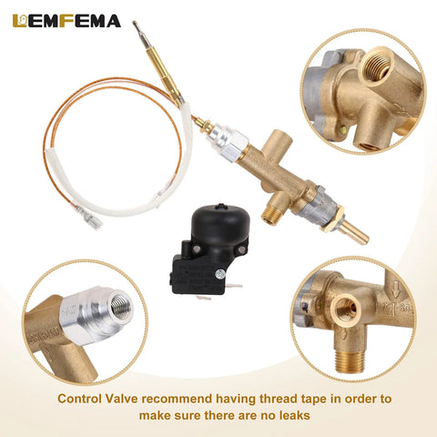 Lemfema propane patio heater repair kit with main control valve, thermocouple sensor, and dump switch