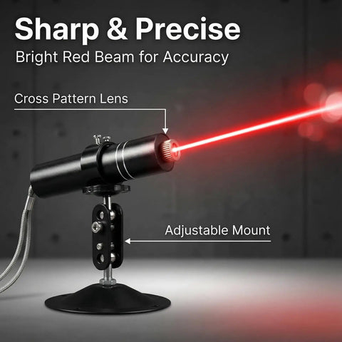 Two Pack Three Head Red Laser Level Kit With 520 Nm Cross And Linear Beams on adjustable mount with bright red beam
