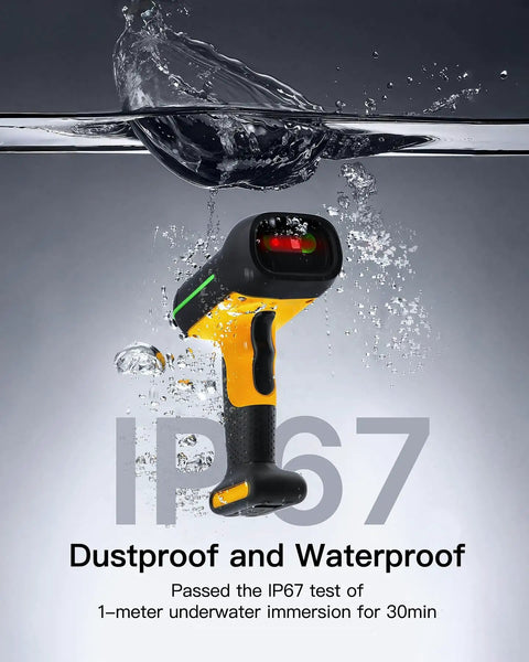 Rugged Wireless 2D Barcode Scanner Workhorse With Smart Charging Stand IP67 Waterproof And Dustproof 2600mAh Battery underwater
