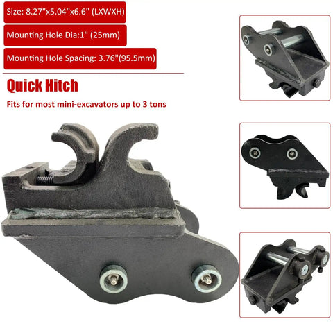 Dope Quick Hitch Attachments For Mini Excavators 0.6 To 3 Tons Rugged Quick Coupler System Backhoe Attachment shown in steel