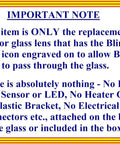 Important note explaining the features of Volkswagen Blind Spot Passthrough Mirror Glass With Full Size Adhesive