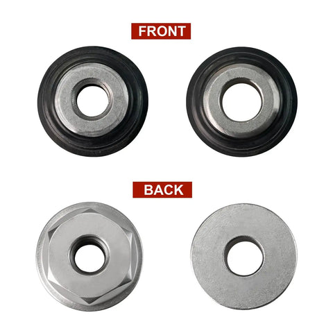 4 Piece Rack And Pinion Bushing Kit For Ford Explorer Flex showing front and back views, featuring polyurethane and metal components.