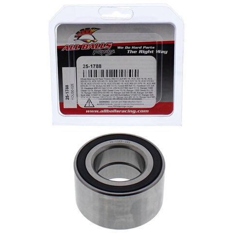 Beefed-Up Wheel Bearing Kit 25-1788 With Double Sealed Bearings, packaging and a single bearing, for Polaris models.