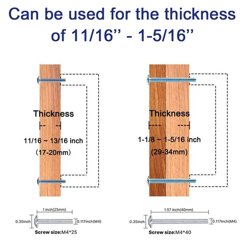 Diagram of 30 Pack 3 Inch Center To Center Brushed Nickel Cabinet Pulls Stainless Steel Kitchen Handles showing compatible thickness.