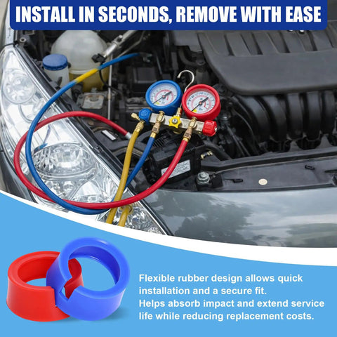 Gotta Have These Premium Rubber HVAC Gauge Boots That Fit Tight Around 3 1/8 Inch AC Manifolds To Shield Prized Refrigerant Dials From Rough Drops Solid Shop Quality Pack Of Two on AC manifold with gauges