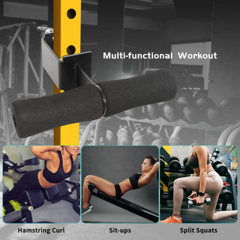 Heavy Duty Hamstring Curl Squat Rack Attachment for home gym leg and ab workout with sit ups Bulgarian split squat