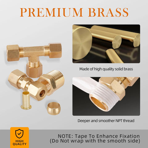 Premium industrial brass compression fittings kit with union, tee, elbow connectors; durable and corrosion-resistant for versatile use.