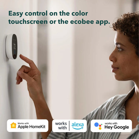 Person using Energy Star Certified Programmable WiFi Thermostat That Works With Siri, Alexa And Google Assistant, Easy To Use