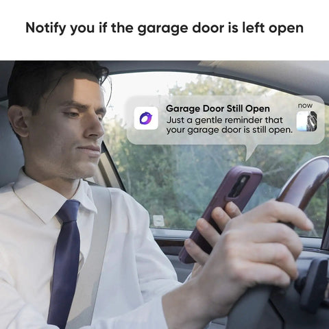 Driver receives Smart Garage Door Opener Remote With Camera Alexa Voice Control Live Video Left Open Reminder alert