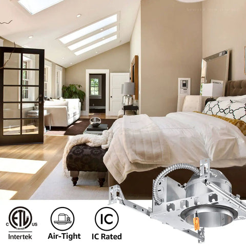 No Frills 4 Inch Recessed Lighting Housing For New Construction IC Rated Air Tight Ceiling Downlight Can In Bedroom