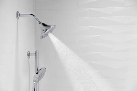 Forté 2.5 GPM Multifunction Showerhead With Handheld Shower Head Katalyst Air Induction Oil Rubbed Bronze Finish in shower