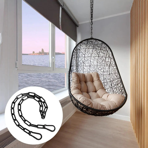 Two Pack 39 Inch Stainless Steel Yoga Hammock Chains, Heavy Duty 660 Lb Capacity, 3 Mm Thick Black Chains with hooks for chair setup