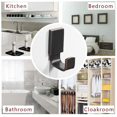 Brass Clothes Hook Single Towel Hook For Bathroom Kitchen Garage Wall Mounted With Screws Oil Rubbed Bronze Finish shown in different rooms