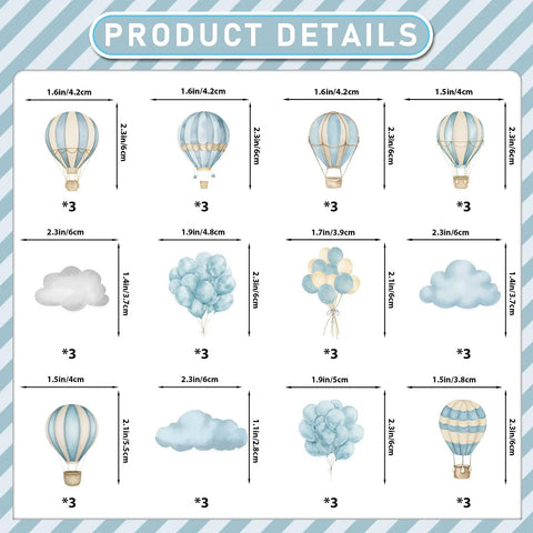 Totally Adorable Hot Air Balloon Cupcake Toppers for Baby Shower Party Decor Soft Pastel Balloons and Clouds Dessert Toppers