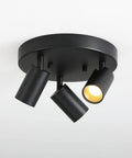 Shura Round 3-Light Black LED Ceiling Light With Rotatable Heads, Adjustable Flush Mount, featuring sleek modern black design