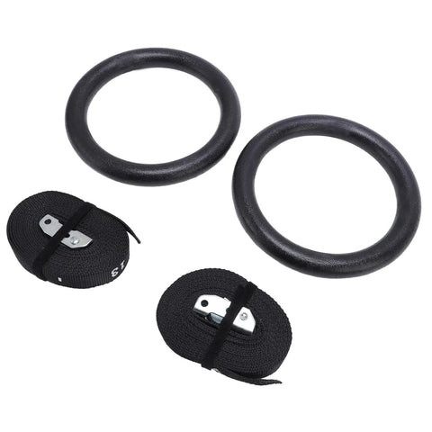 Heavy Duty Gymnastic Rings With Scale Straps For Home Gym Training Black Exercise Rings With 661.38lb Load Capacity Built From ABS And Polyester Durable Strength Gear For Beast Mode Bodyweight Workouts At Home Or In The Gym