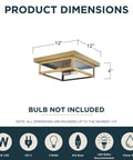 Dimensions of Outdoor Flush Mount Ceiling Light 12 Inch Two Light Antique Brass Industrial Lantern With Seeded Glass