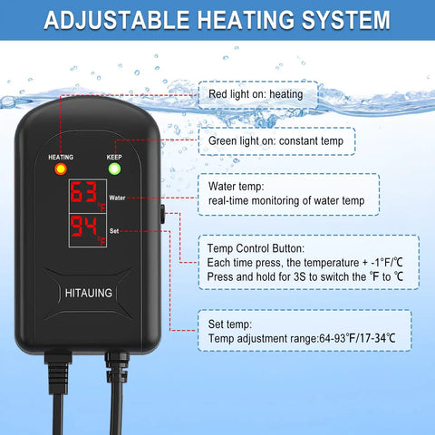 Adjustable heating system for Revamp Your Tank With This No Drama 300W Submersible Aquarium Heater Engineered For 40 To 75 Gallon Freshwater And Saltwater Systems Offering Rock Solid Temperature Control.