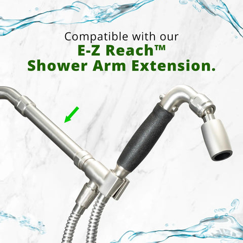 Lead-Free Metal Handheld Shower Head With No-Nonsense High-Pressure 2.0 GPM Spray, compatible with E-Z Reach Shower Arm Extension