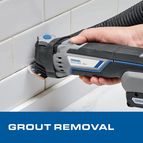 Do It All Cordless Oscillating Tool Kit With 20V Max Battery removing grout from tile in renovation project with hand-held operation
