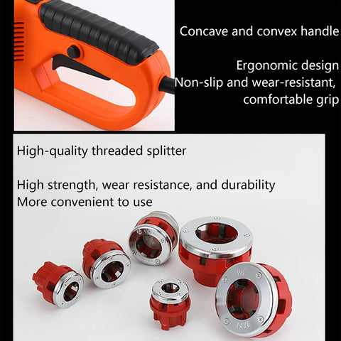 Heavy Duty Electric Pipe Threader Workhorse With Pure Copper Motor And Six Precision Dies For Galvanized Iron And Pp Pipes ergonomic handle and red precision dies