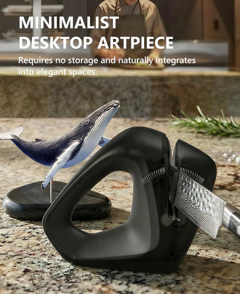 Smart Self Adaptive Knife Sharpener With Auto Angle Tech Delivers A Pro Edge In Seconds Safely Protects Blades on a kitchen counter