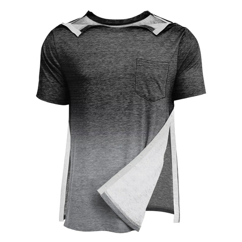 Post Op Shoulder Surgery Shirt For Men With Easy Snap Front And Tear Away Design Gradient Short Sleeve Cozy Knit Tee