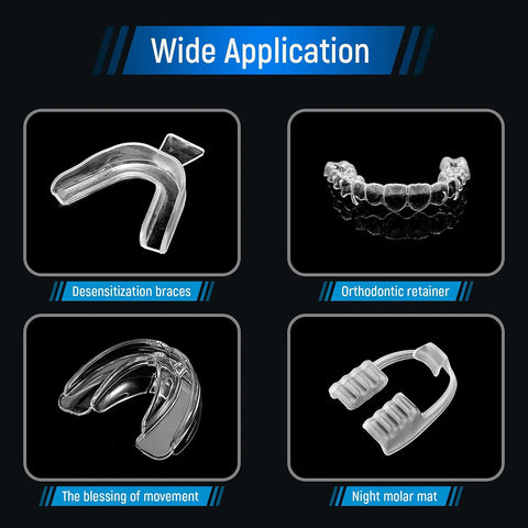 Bubble-Free 2.0mm Thermoforming Sheets For Dental Lab Splints, 10Pcs, showcasing orthodontic appliances applications