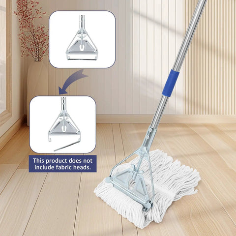 Heavy Duty 59-Inch Mop Handle Pole, Universal Metal Replacement for various mop heads on wood floor