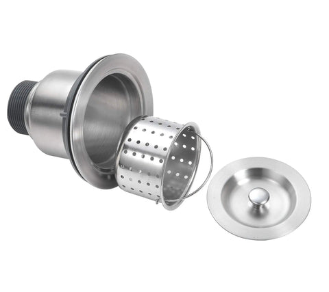 Strainer basket and drain cover from Undermount Stainless Steel Workstation Sink With Ledge, Single Bowl, 304 Grade, 15x15x8 Inch