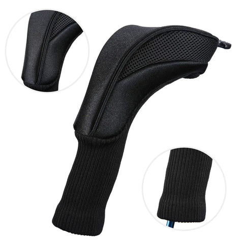 Durable Dope Neoprene Golf Club Head Covers Set For Driver And Fairway Woods With Long Neck Mesh Outer Layer And Cushion Sponge