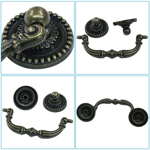Solid Three Inch Vintage Bail Drawer Pulls Machined From Heavy Duty Zinc Alloy With A Chip Resistant Antique Bronze Finish Tool Free Install On Cupboards Or Furniture Bold Update Every Single Time Pair Fastens Tight, detailed view of antique bronze bail pulls.