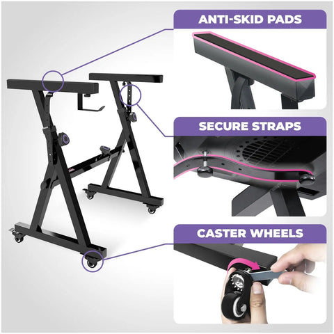 Heavy Duty Piano Keyboard Stand With Wheels And Adjustable Bench For 54 To 88 Key Digital Pianos featuring caster wheels and anti-skid pads