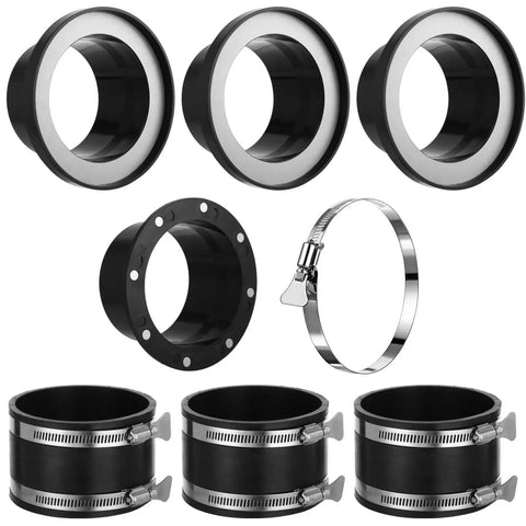 Byepica 8 Pcs 4 Inch Hose Dust Collection System With Couplers includes black plastic fittings and clamp for woodworking tools.