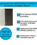 Humidifier Wick Replacement Filters For Holmes HM2200 And Wemo HCM3888C No Brainer Easy Install For HWF80 Series HWF80 U 2 Pack