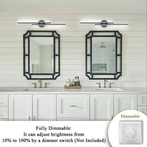 Dimmable Modern LED Vanity Light Fixture For Bathroom Wall Mount, 31.5 Inch Mirror Vanity Lighting Fixture, Black Finish